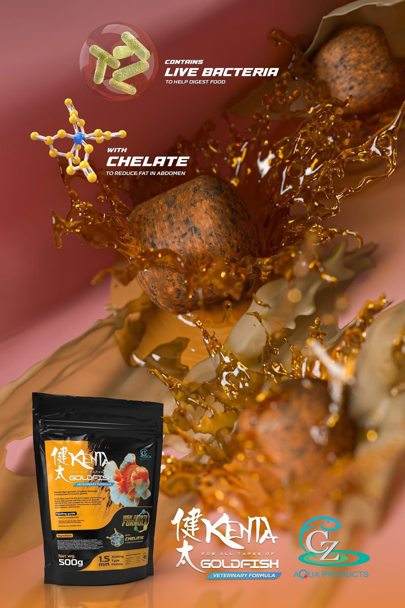 Combo Jumbo Bag 1 Kenta Gas Release 500g and Kenta High Growth extra 10% 550g Total. 1.5mm ( Sinking Pellets )